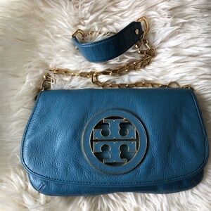 Authentic Cerulean Blue Tory Burch Crossbody